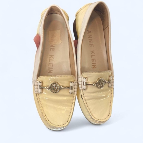 Anne Klein Yellow Flats with Classic Moccasin Design and gold emblem 6 - Picture 1 of 7